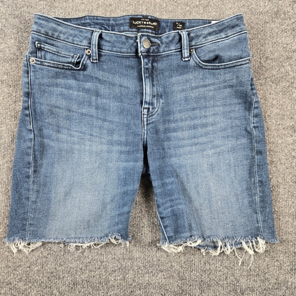 Lucky Brand Ankle Jeans Women 10/30 Blue Denim Frayed Hem Medium Wash